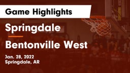 Springdale  vs Bentonville West  Game Highlights - Jan. 28, 2022