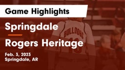 Springdale  vs Rogers Heritage  Game Highlights - Feb. 3, 2023