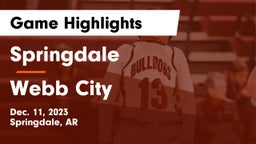 Springdale  vs Webb City  Game Highlights - Dec. 11, 2023