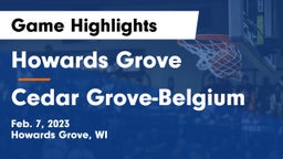 Howards Grove  vs Cedar Grove-Belgium  Game Highlights - Feb. 7, 2023