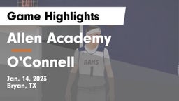 Allen Academy vs O'Connell  Game Highlights - Jan. 14, 2023