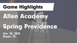 Allen Academy vs Spring Providence Game Highlights - Jan. 20, 2023