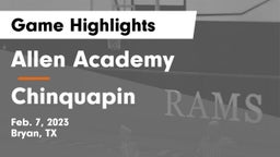 Allen Academy vs Chinquapin Game Highlights - Feb. 7, 2023