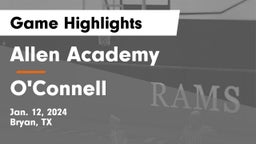 Allen Academy vs O'Connell  Game Highlights - Jan. 12, 2024