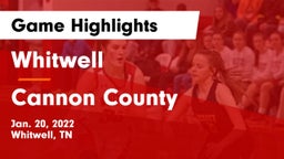 Whitwell  vs Cannon County  Game Highlights - Jan. 20, 2022