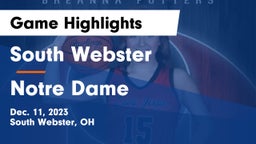 South Webster  vs Notre Dame  Game Highlights - Dec. 11, 2023