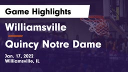 Williamsville  vs Quincy Notre Dame Game Highlights - Jan. 17, 2022
