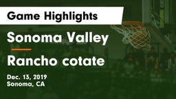 Sonoma Valley  vs Rancho cotate Game Highlights - Dec. 13, 2019