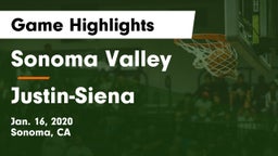 Sonoma Valley  vs Justin-Siena  Game Highlights - Jan. 16, 2020