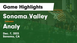 Sonoma Valley  vs Analy  Game Highlights - Dec. 7, 2023