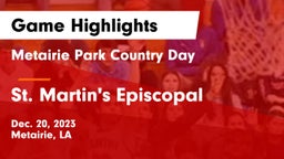 Metairie Park Country Day  vs St. Martin's Episcopal  Game Highlights - Dec. 20, 2023