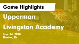 Upperman  vs Livingston Academy Game Highlights - Jan. 24, 2020
