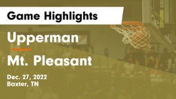 Upperman  vs Mt. Pleasant  Game Highlights - Dec. 27, 2022