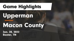 Upperman  vs Macon County  Game Highlights - Jan. 28, 2022