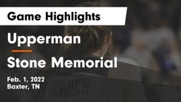 Upperman  vs Stone Memorial  Game Highlights - Feb. 1, 2022