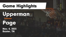 Upperman  vs Page  Game Highlights - Nov. 4, 2023