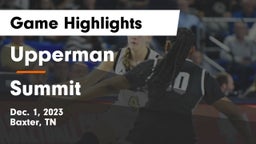 Upperman  vs Summit  Game Highlights - Dec. 1, 2023
