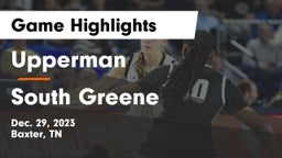 Upperman  vs South Greene  Game Highlights - Dec. 29, 2023