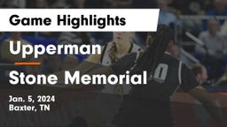 Upperman  vs Stone Memorial  Game Highlights - Jan. 5, 2024