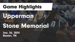 Upperman  vs Stone Memorial  Game Highlights - Jan. 26, 2024