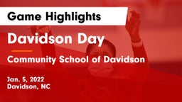 Davidson Day  vs Community School of Davidson Game Highlights - Jan. 5, 2022