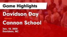 Davidson Day  vs Cannon School Game Highlights - Jan. 18, 2020