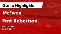 McEwen  vs East Robertson Game Highlights - Feb. 7, 2020