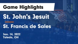 St. John's Jesuit  vs St. Francis de Sales  Game Highlights - Jan. 14, 2022