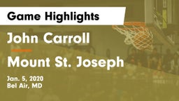 John Carroll  vs Mount St. Joseph  Game Highlights - Jan. 5, 2020