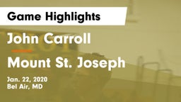 John Carroll  vs Mount St. Joseph  Game Highlights - Jan. 22, 2020