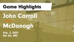 John Carroll  vs McDonogh  Game Highlights - Feb. 2, 2022
