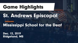 St. Andrews Episcopal  vs Mississippi School for the Deaf Game Highlights - Dec. 12, 2019