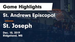 St. Andrews Episcopal  vs St. Joseph Game Highlights - Dec. 10, 2019