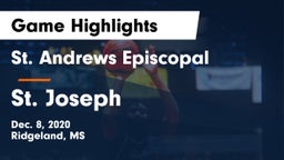 St. Andrews Episcopal  vs St. Joseph Game Highlights - Dec. 8, 2020