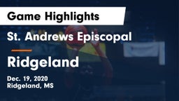 St. Andrews Episcopal  vs Ridgeland  Game Highlights - Dec. 19, 2020