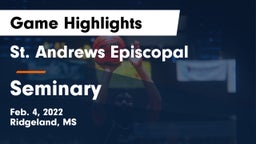 St. Andrews Episcopal  vs Seminary  Game Highlights - Feb. 4, 2022