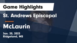 St. Andrews Episcopal  vs McLaurin  Game Highlights - Jan. 20, 2023