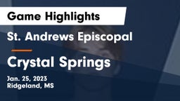 St. Andrews Episcopal  vs Crystal Springs  Game Highlights - Jan. 25, 2023