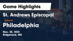 St. Andrews Episcopal  vs Philadelphia  Game Highlights - Nov. 20, 2023