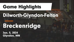 Dilworth-Glyndon-Felton  vs Breckenridge  Game Highlights - Jan. 5, 2024