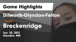 Dilworth-Glyndon-Felton  vs Breckenridge  Game Highlights - Jan. 20, 2022