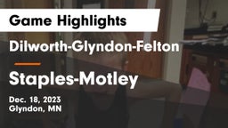 Dilworth-Glyndon-Felton  vs Staples-Motley  Game Highlights - Dec. 18, 2023