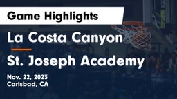 La Costa Canyon  vs St. Joseph Academy  Game Highlights - Nov. 22, 2023