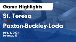 St. Teresa  vs Paxton-Buckley-Loda  Game Highlights - Dec. 1, 2023
