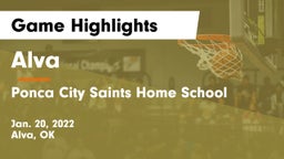 Alva  vs Ponca City Saints Home School Game Highlights - Jan. 20, 2022