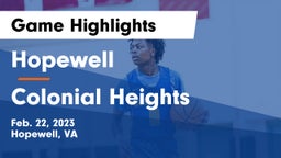 Hopewell  vs Colonial Heights  Game Highlights - Feb. 22, 2023
