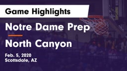 Notre Dame Prep  vs North Canyon  Game Highlights - Feb. 5, 2020