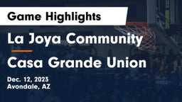 La Joya Community  vs Casa Grande Union  Game Highlights - Dec. 12, 2023
