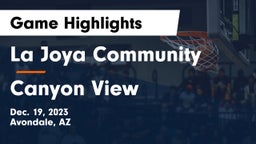 La Joya Community  vs Canyon View  Game Highlights - Dec. 19, 2023