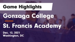 Gonzaga College  vs St. Francis Academy Game Highlights - Dec. 12, 2021